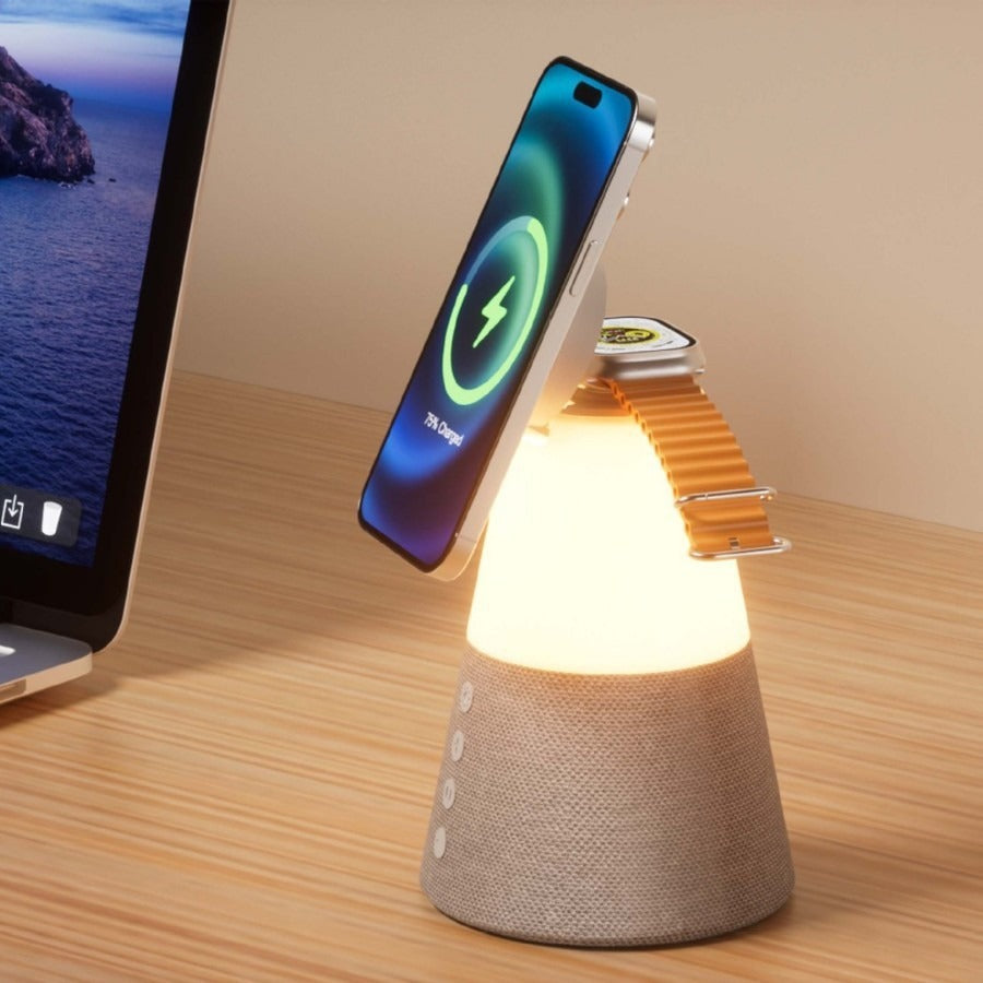 3-in-1 Magnetic Wireless Charging Bluetooth Speaker Night Light